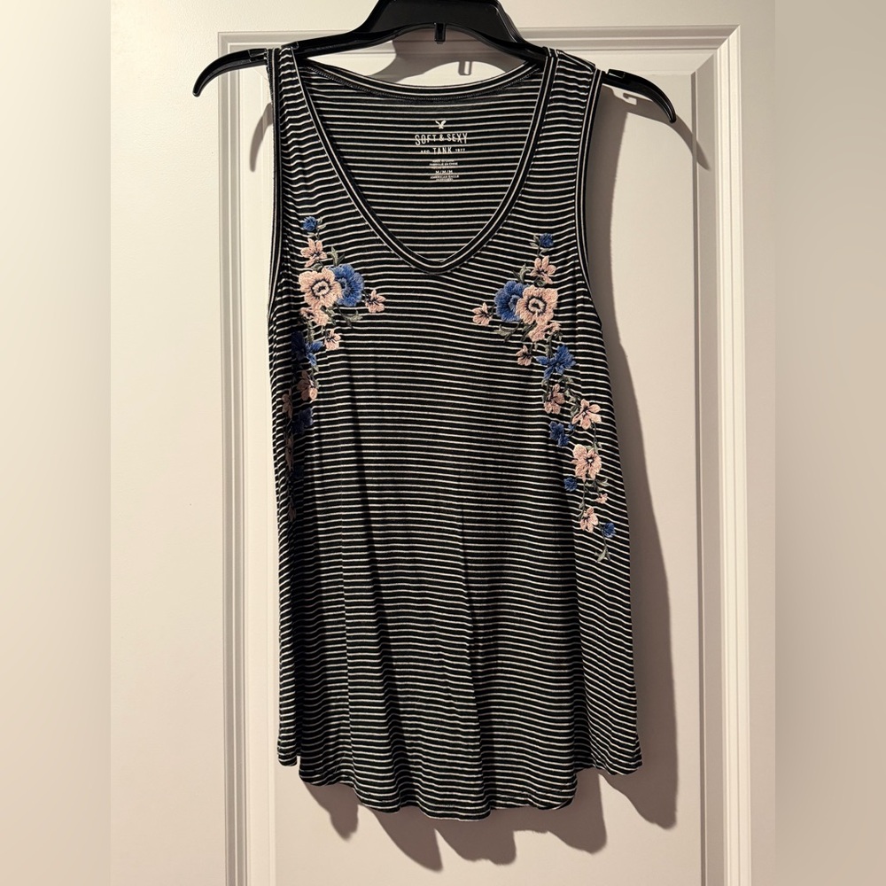 American Eagle Tank Top with Floral Embroidery